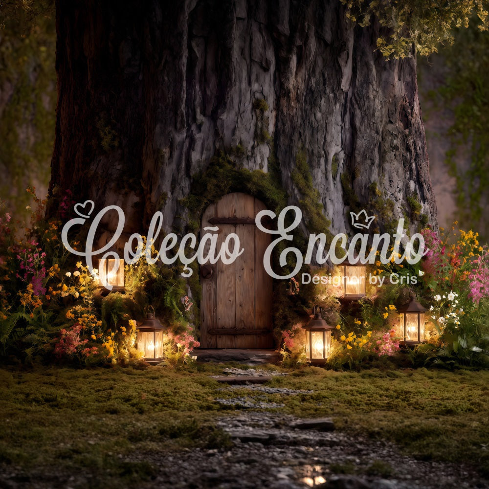 Easter Bunny Burrow Backdrop Tree Door Lantern Blooms Easter Backdrops For Photos By Magali