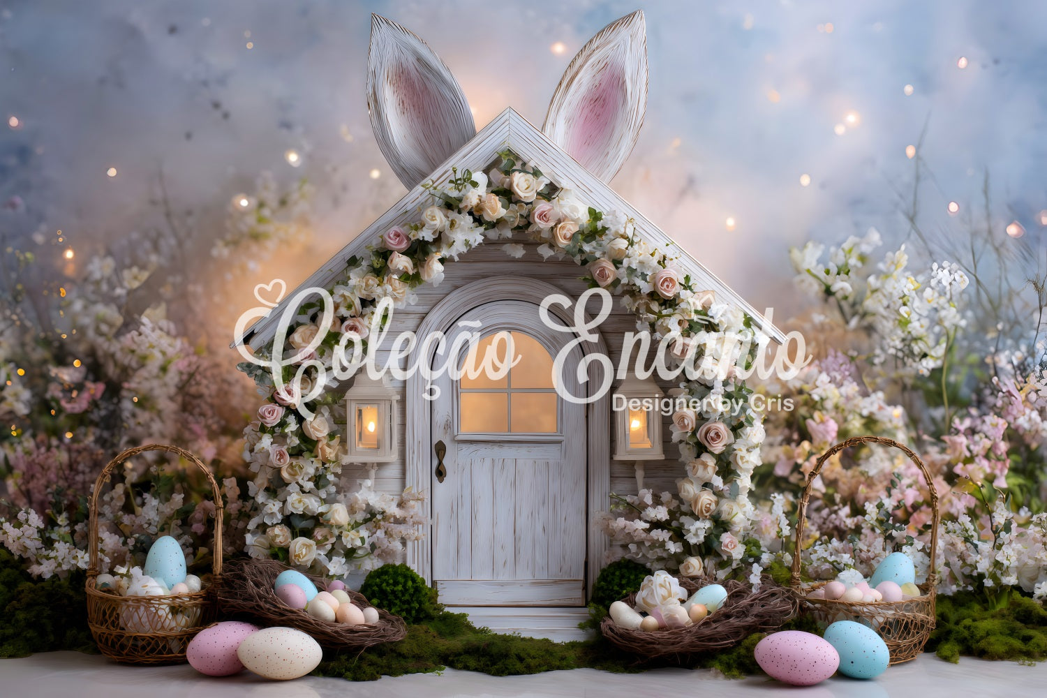 Easter Fairytale Backdrop Floral Bunny Egg Nests Photography Easter Backdrops By Magali