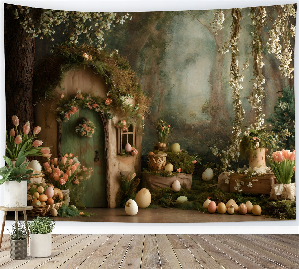 Easter Bunny Burrow Backdrop Hobbit Door Egg Baskets Outdoor Easter Backdrop Ideas By Magali