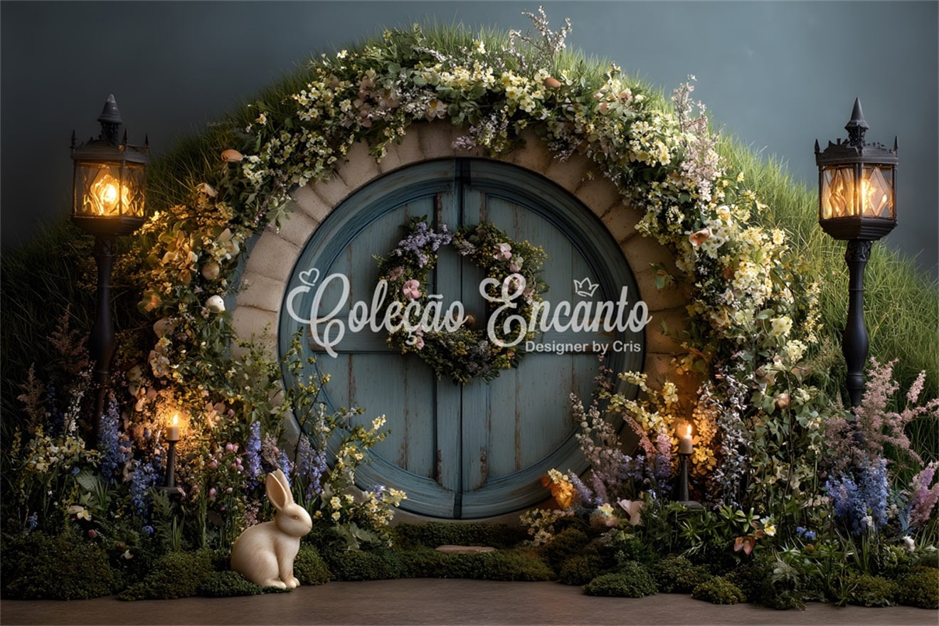 Bunny Burrow Backdrop Enchanted Moss Door Lantern Glow Easter Backdrops By Magali