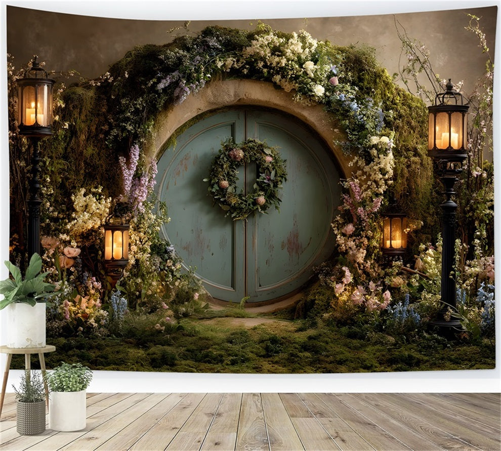 Bunny Burrow Backdrop Mystic Garden Door Lantern Light Easter Backdrop Ideas By Magali