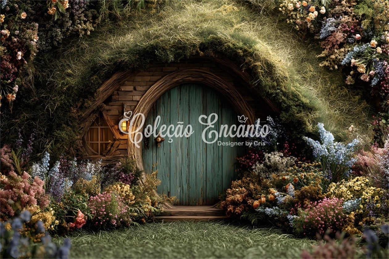 Easter Bunny Burrow Backdrop Enchanted Moss Cottage Floral Door Easter Photography Backdrop By Magali