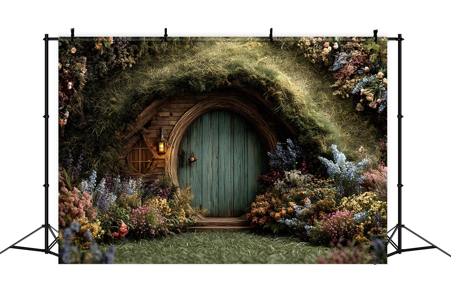 Easter Bunny Burrow Backdrop Enchanted Moss Cottage Floral Door Easter Photography Backdrop By Magali
