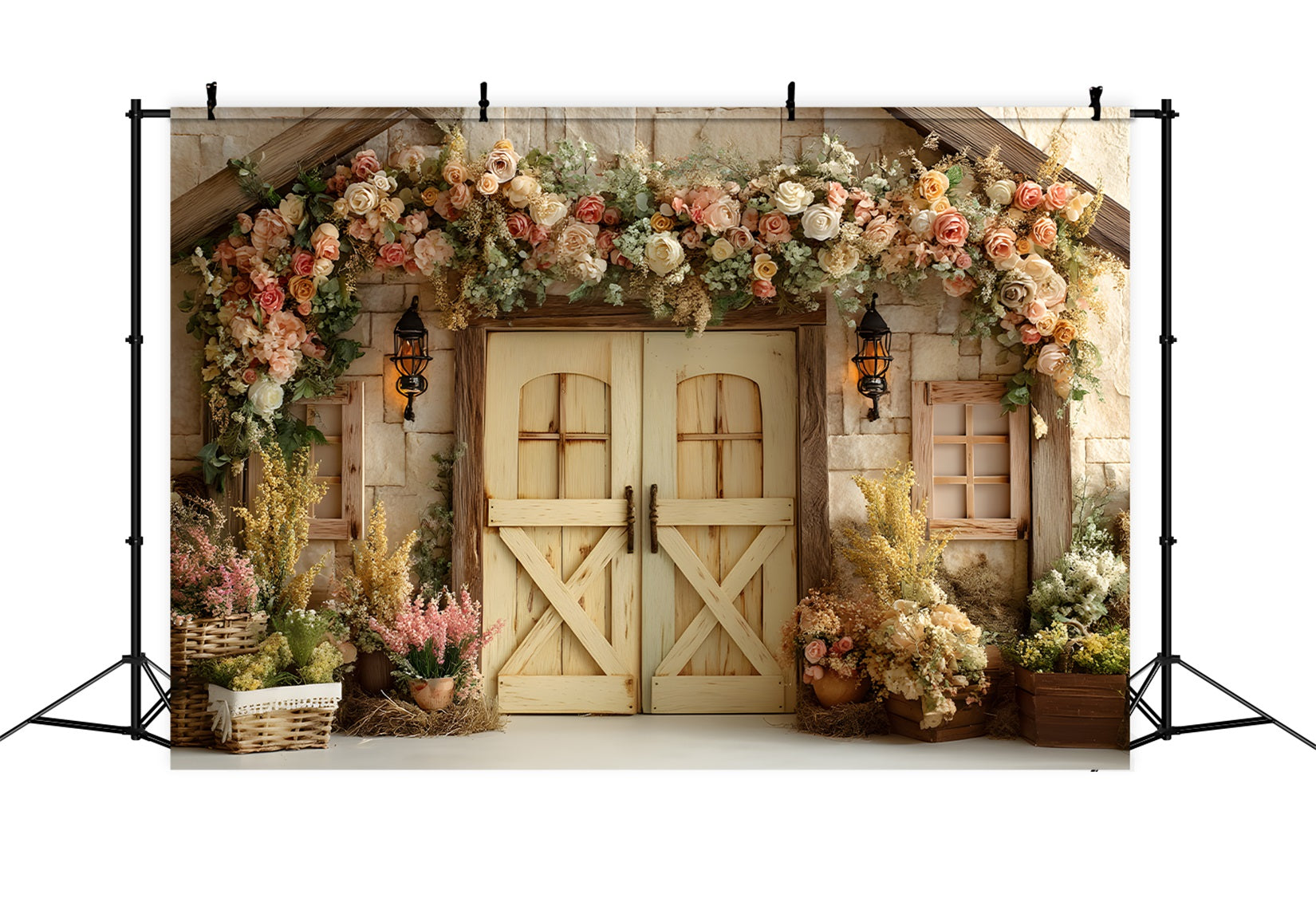 Easter Vintage Floral Backdrop Stone House Flower Door Easter Backdrops Photography By Magali