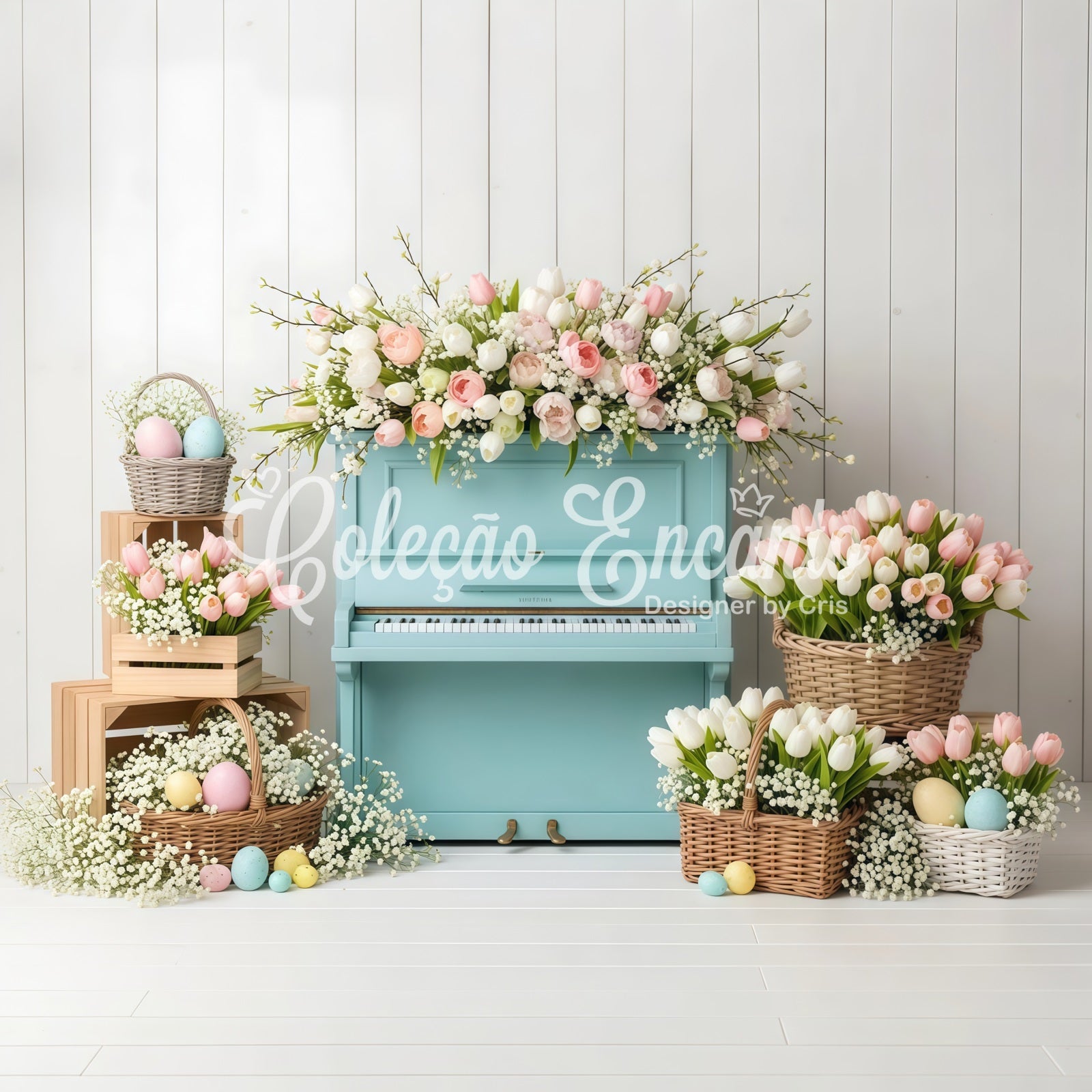 Easter Tulip Backdrop Blue Piano Egg Baskets Easter Photo Booth Backdrop Ideas By Magali