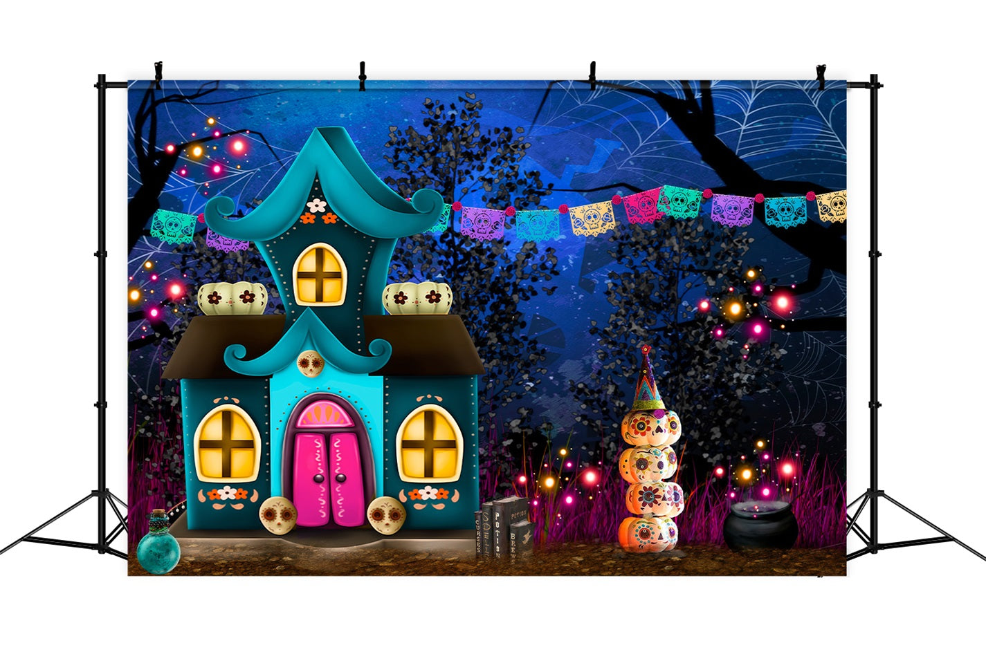 Childrens Photo Backdrops Skull Pumpkin Fantasy House Kids Halloween Photo Backdrop By Magali