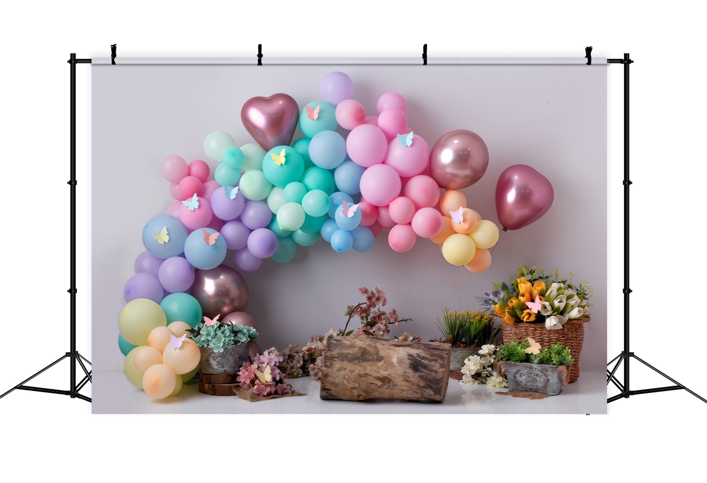 Children Backdrop Pastel Butterfly Balloon Flower Newborn Photo Backdrop By Magali
