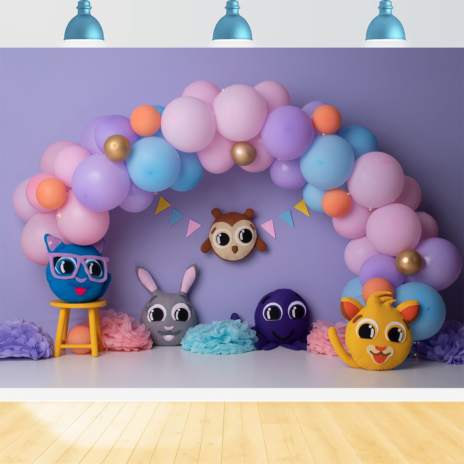 Backdrops For Children Photography Pastel Cartoon Animal Balloon Arch Kids Backdrop By Magali