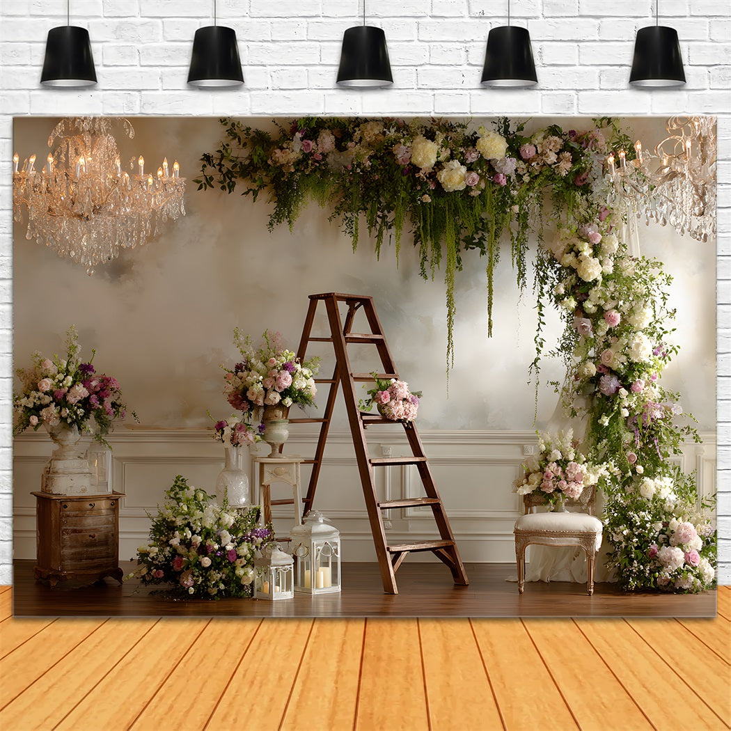 Happy Mothers Day Backdrop Lush Floral Arch Ladder Mothers Day Photo Backdrops By Magali