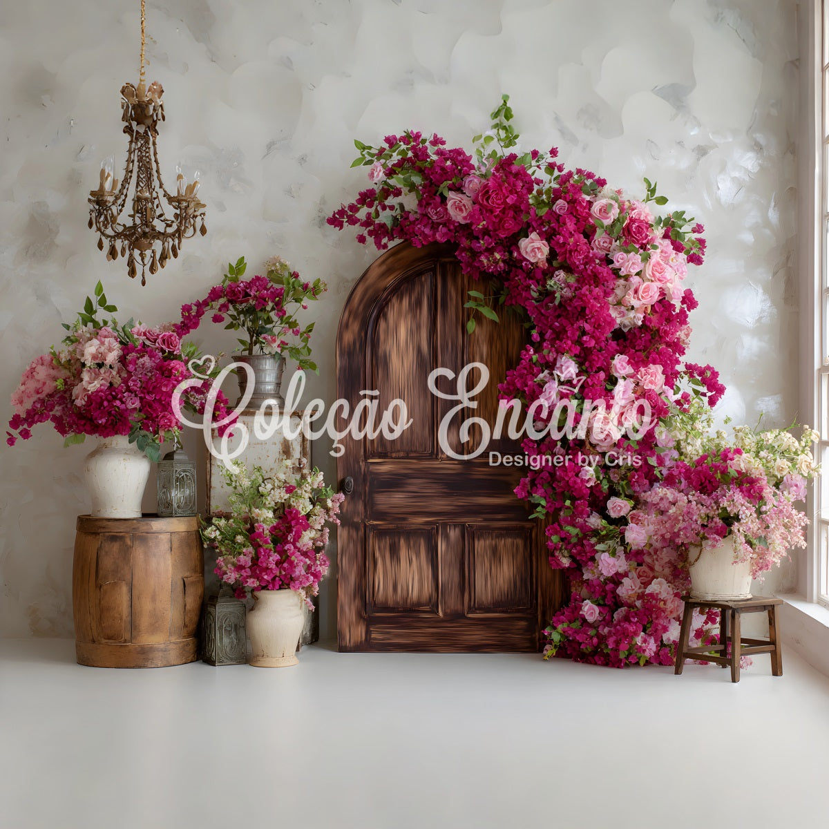 Mothers Day Photo Backdrop Bougainvillea Door Frame Floral Backdrop For Mothers Day By Magali