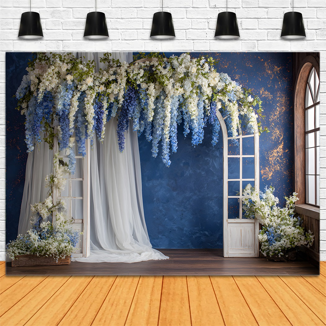 Backdrop For Mother's Day Blue Floral Archway Arrangement Photo Backdrop For Mothers Day By Magali