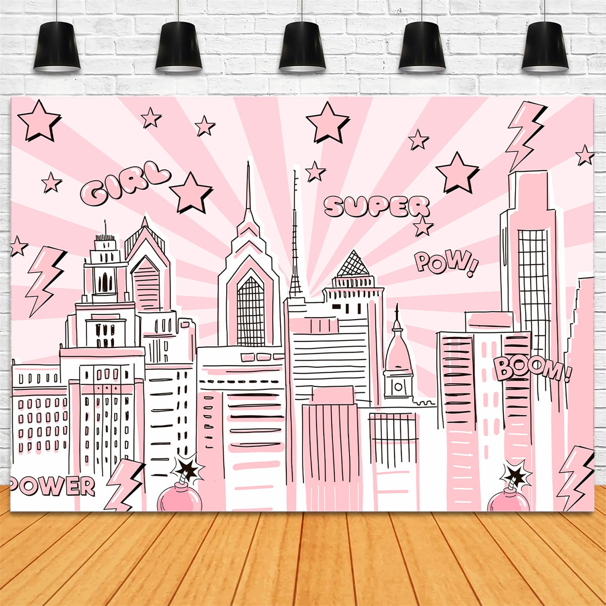 Kids Backdrops Pink Comic City Power Burst Newborn Photography Backdrop By Magali