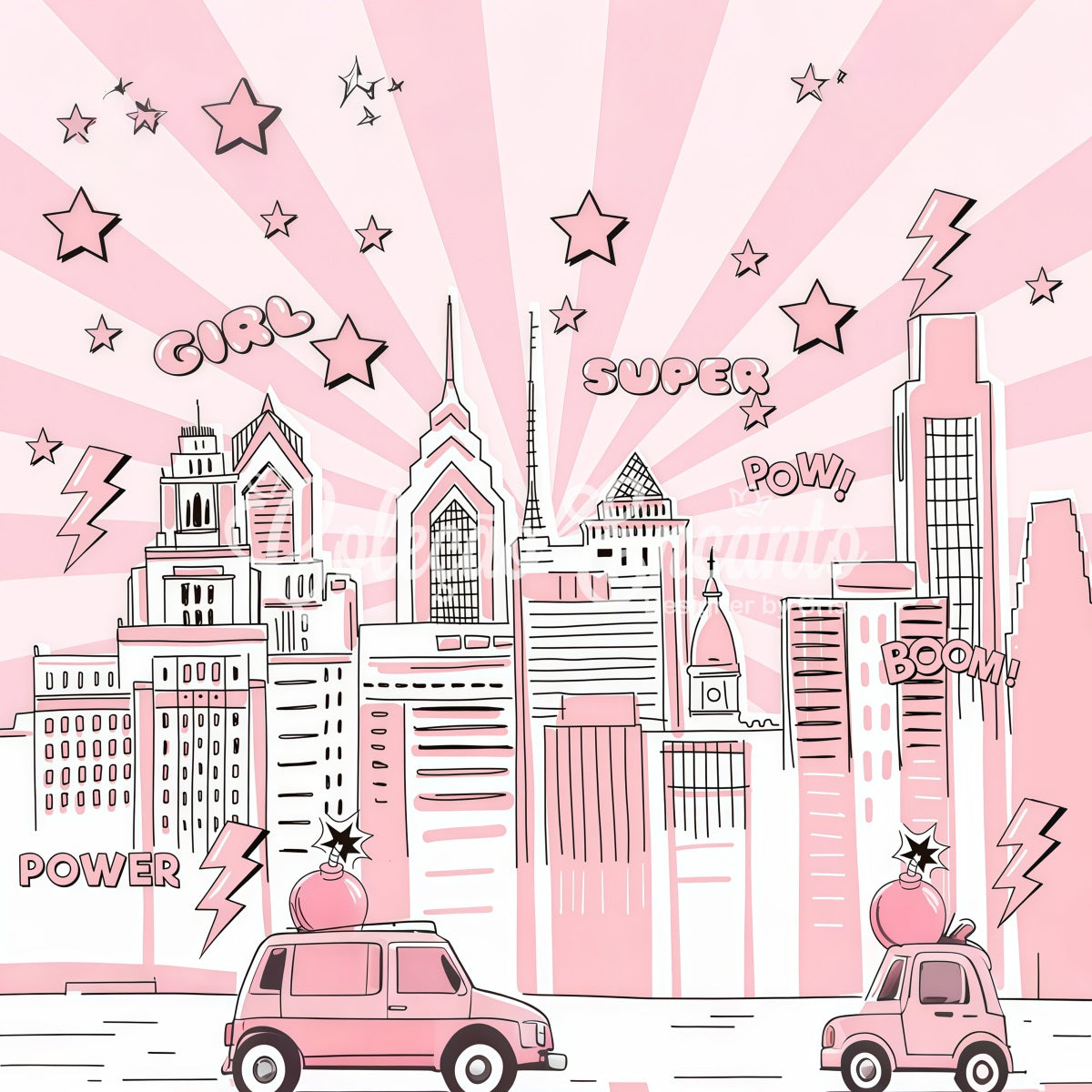 Kids Backdrops Pink Comic City Power Burst Newborn Photography Backdrop By Magali