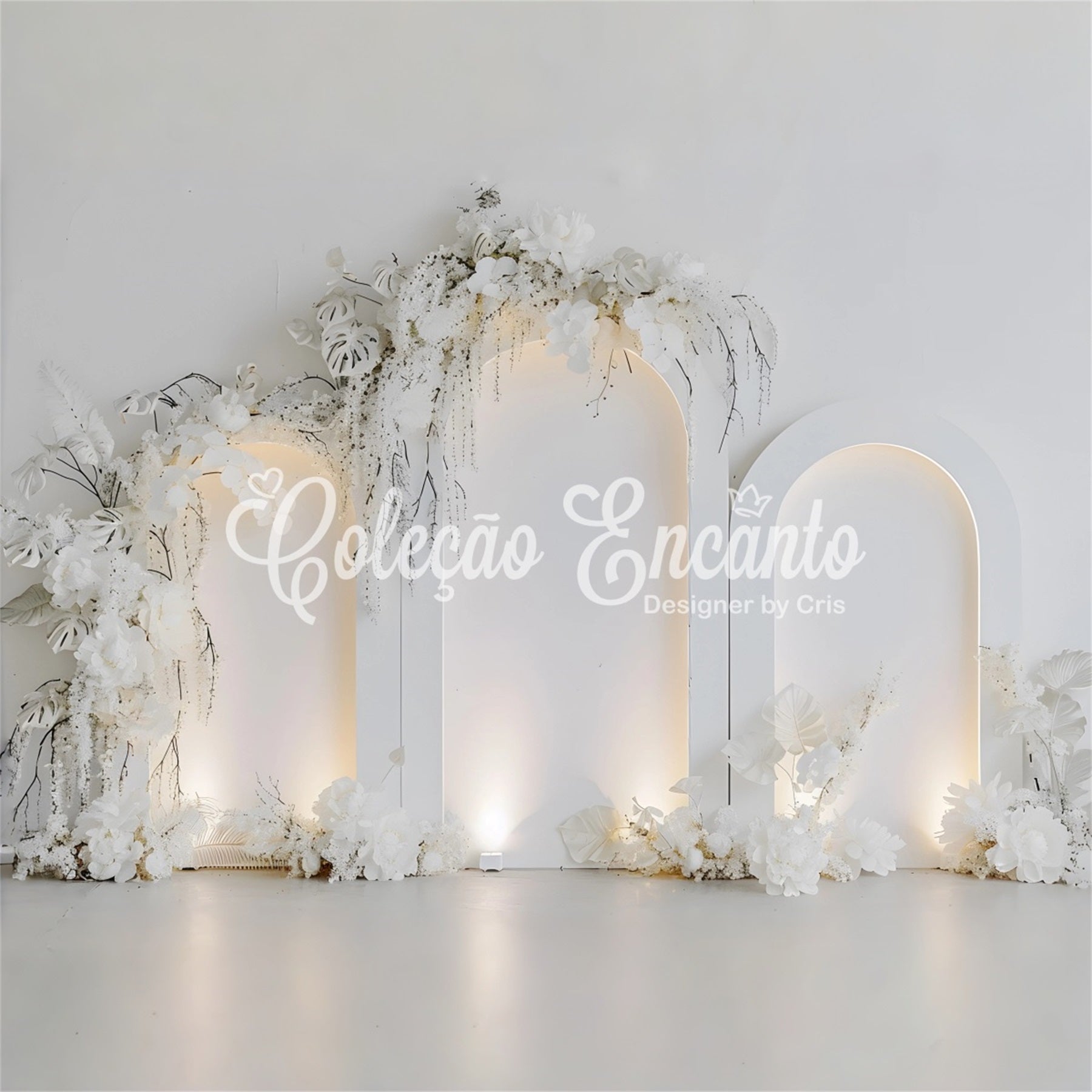 Mother's Day Photo Booth Backdrops Soft White Gold Floral Delight Happy Mother's Day Backdrop By Magali