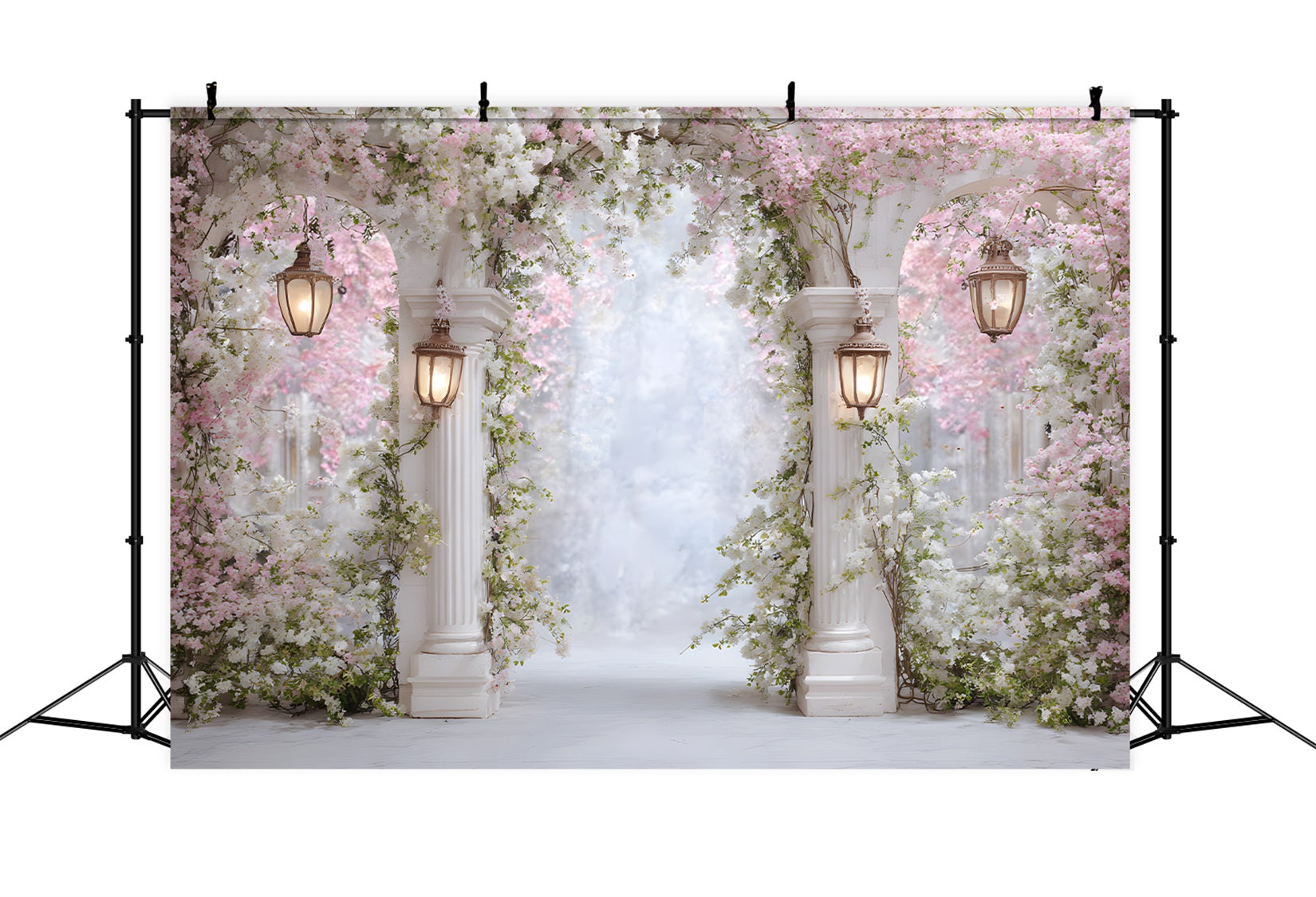 Mothers Day Photo Booth Backdrop Soft Pink Blossom Pillars Mother's Day Photo Booth Backdrop By Magali