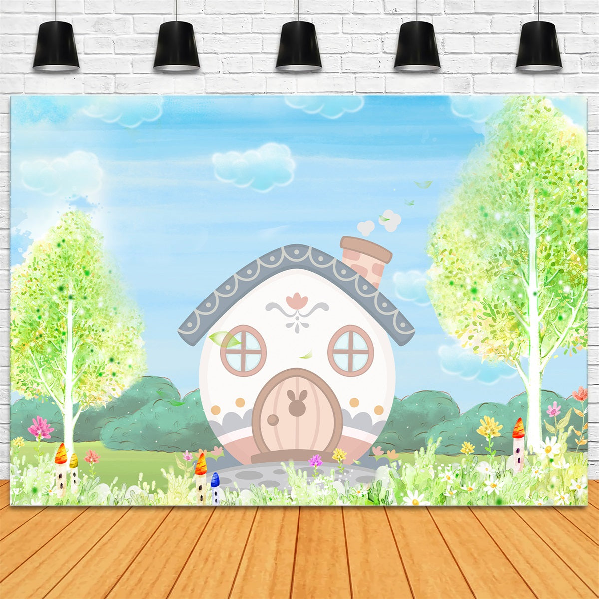 Kids Photoshoot Backdrop Pastel Bunny Cottage Spring Garden Childrens Backdrops By Magali
