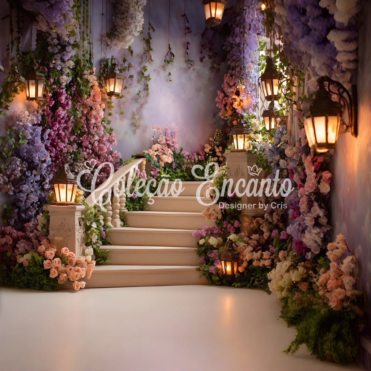 Mother Day Backdrop Whimsical Floral Lantern Pathway Photo Backdrop For Mothers Day By Magali