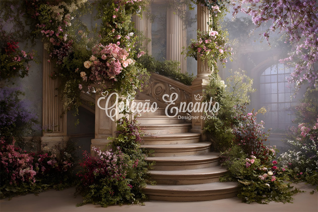 Happy Mother's Day Backdrop Ideas Romantic Floral Staircase Path Mother Day Backdrop By Magali