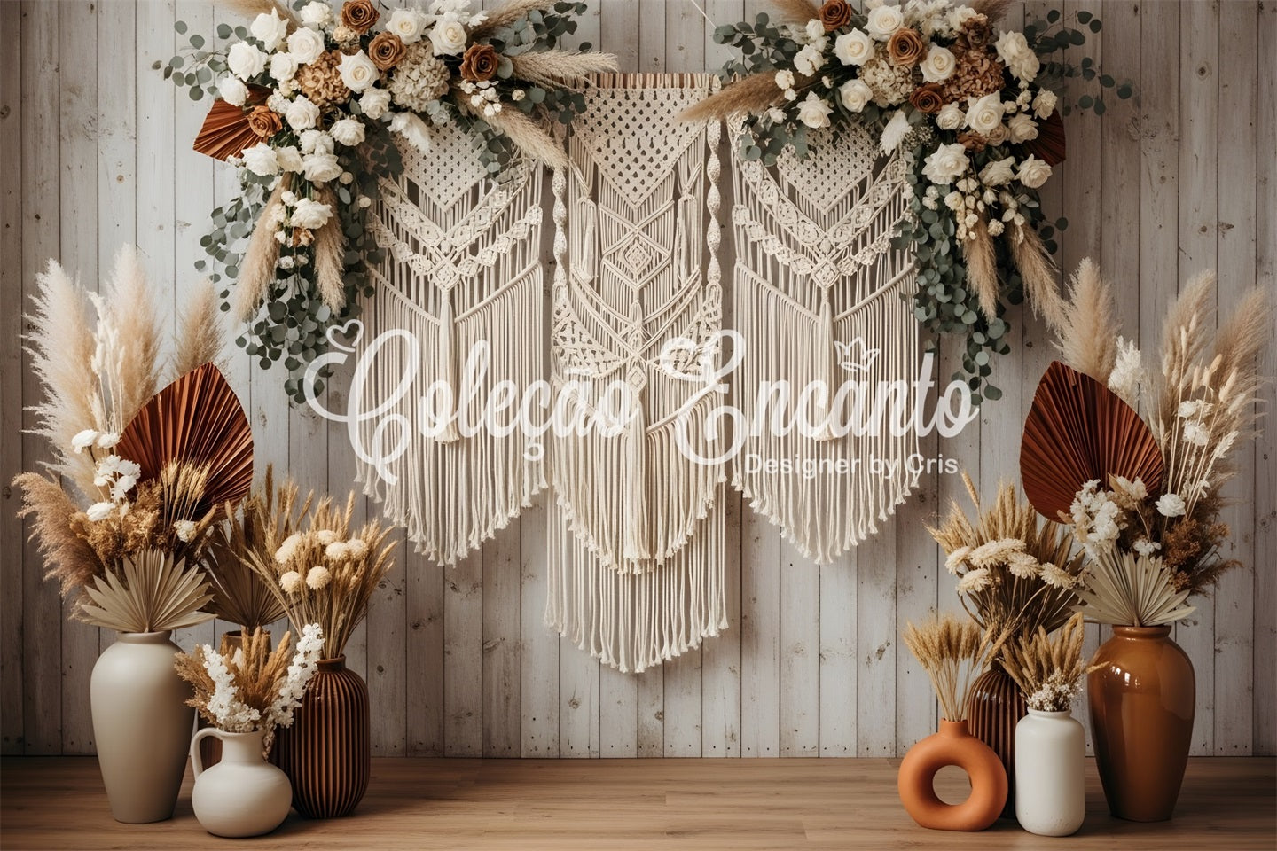 Mother's Day Backdrop Boho Macrame Pampas Floral Wall Photo Booth Mother's Day Backdrop By Magali