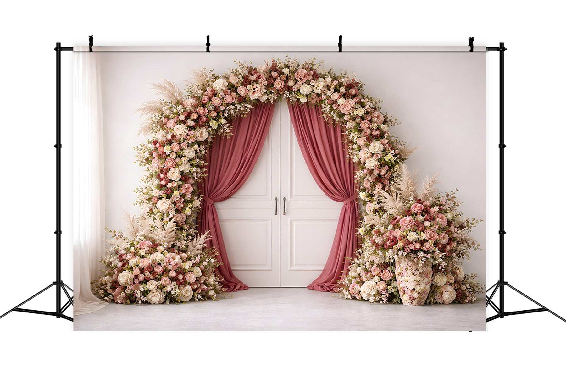 Mothers Day Photo Backdrops Pink Rose Doorway Curtain Arch Mothers Day Photo Booth Backdrop By Magali