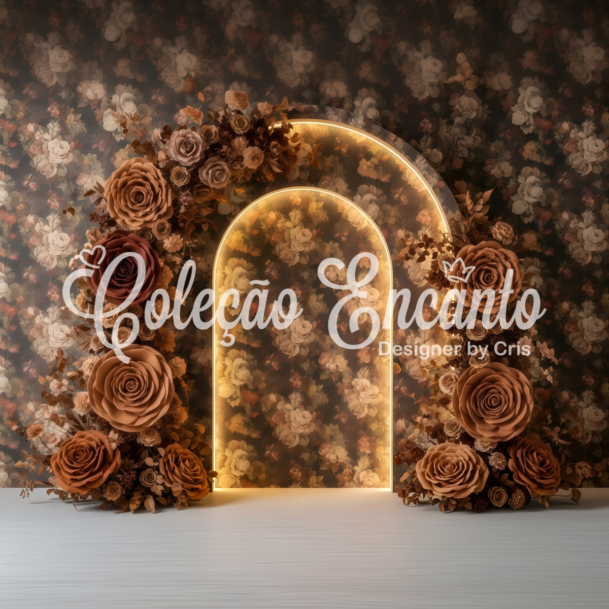 Mother's Day Photoshoot Backdrop Vintage Mocha Rose Arch Glow Mothers Day Photoshoot Backdrop By Magali