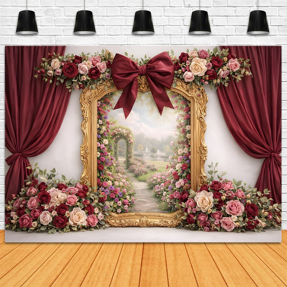 Mothers Day Backdrop Burgundy Rose Garden Window Frame Mother's Day Photoshoot Backdrops By Magali