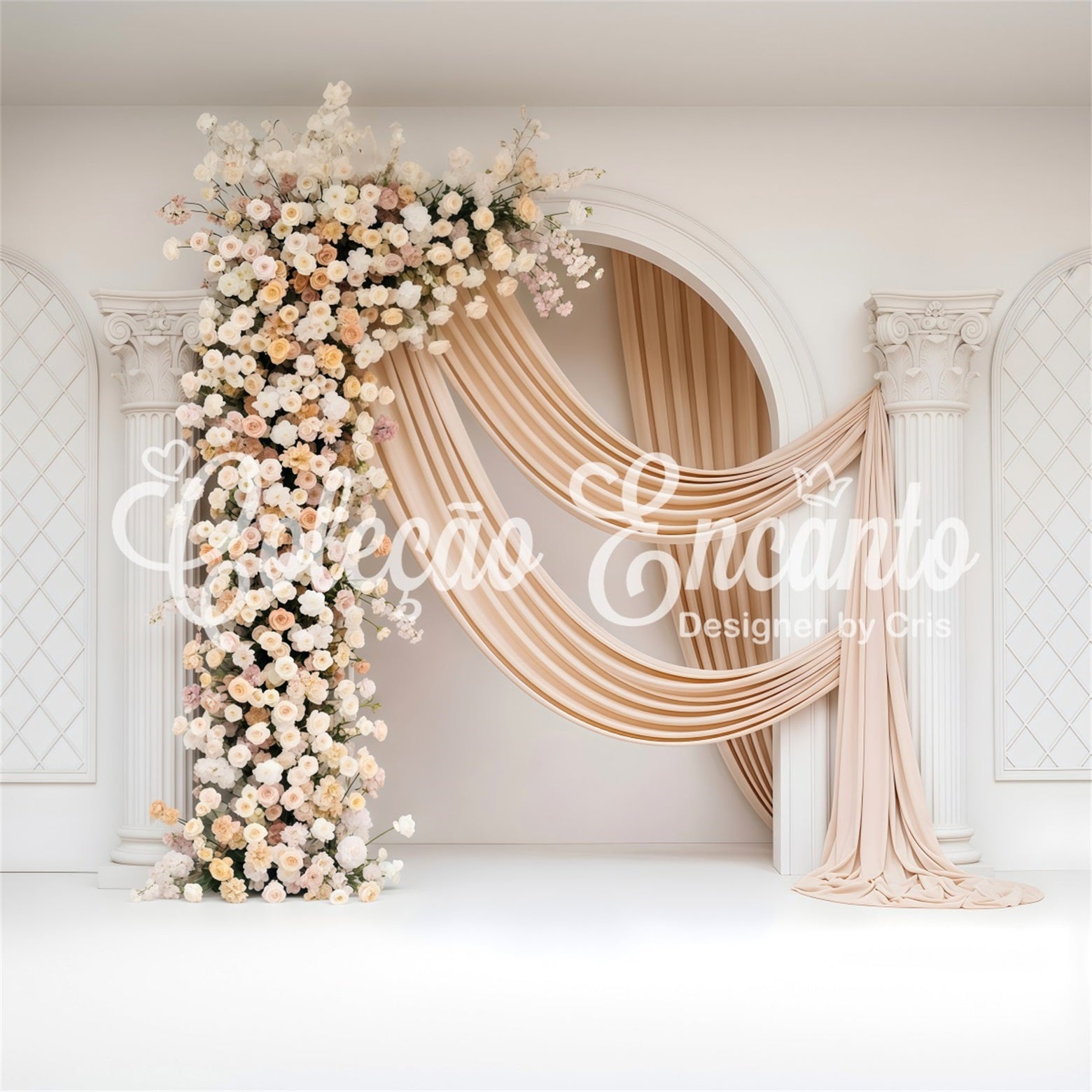 Photo Backdrops For Mothers Day Ivory Bloom Column Drape Elegance Mothers Day Flower Backdrop By Magali