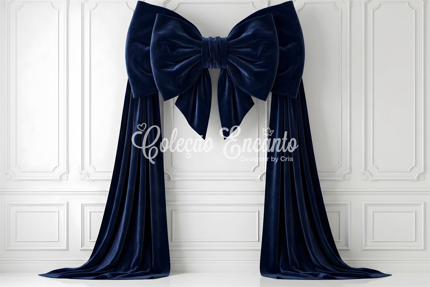 Photography Christmas Backdrops Navy Velvet Bow White Panels Christmas Backdrop Photoshoot CEM65-116