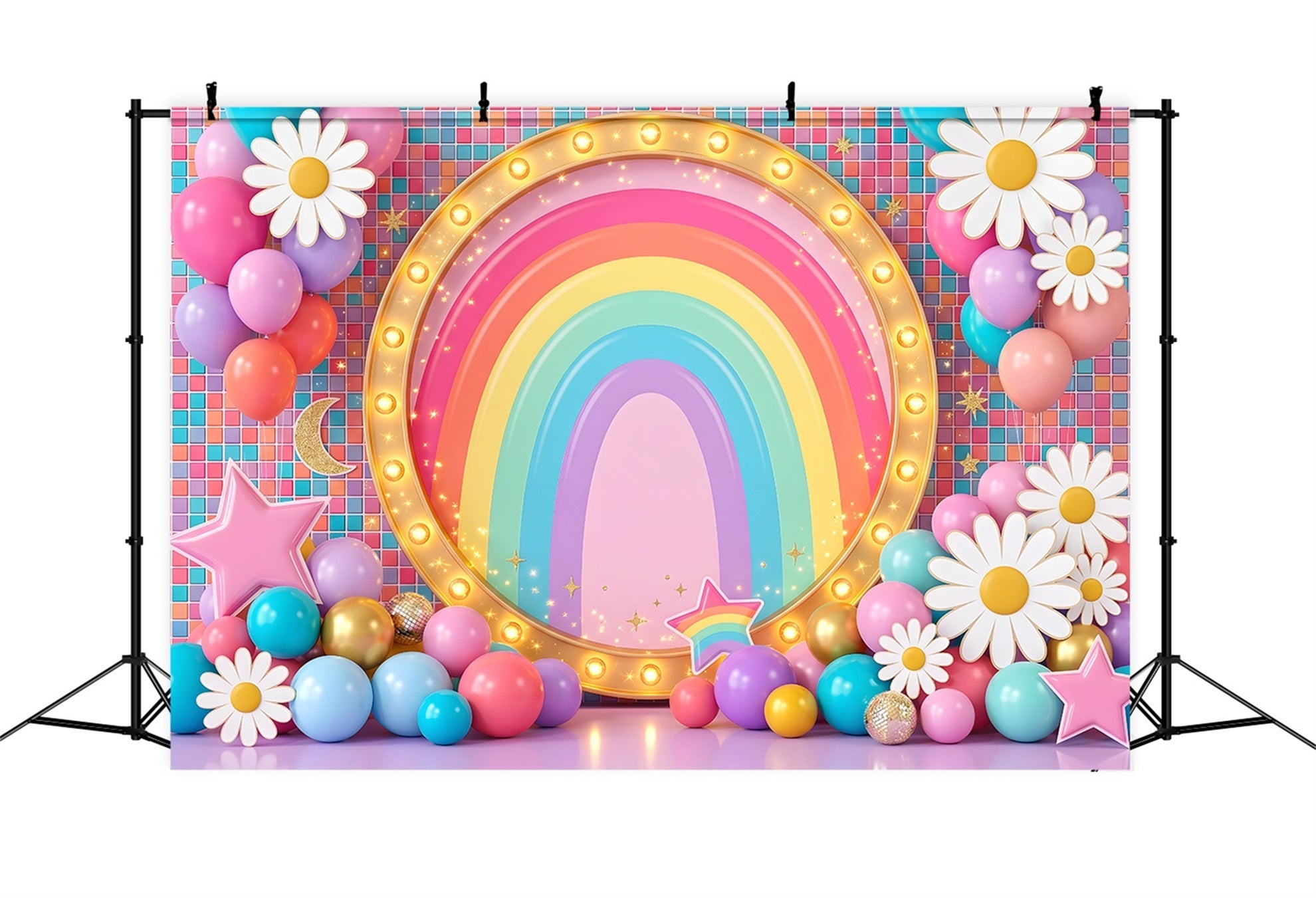 Backdrop for Kids Rainbow Marquee Daisy Balloon Backdrop for Newborn Photography CEM65-20