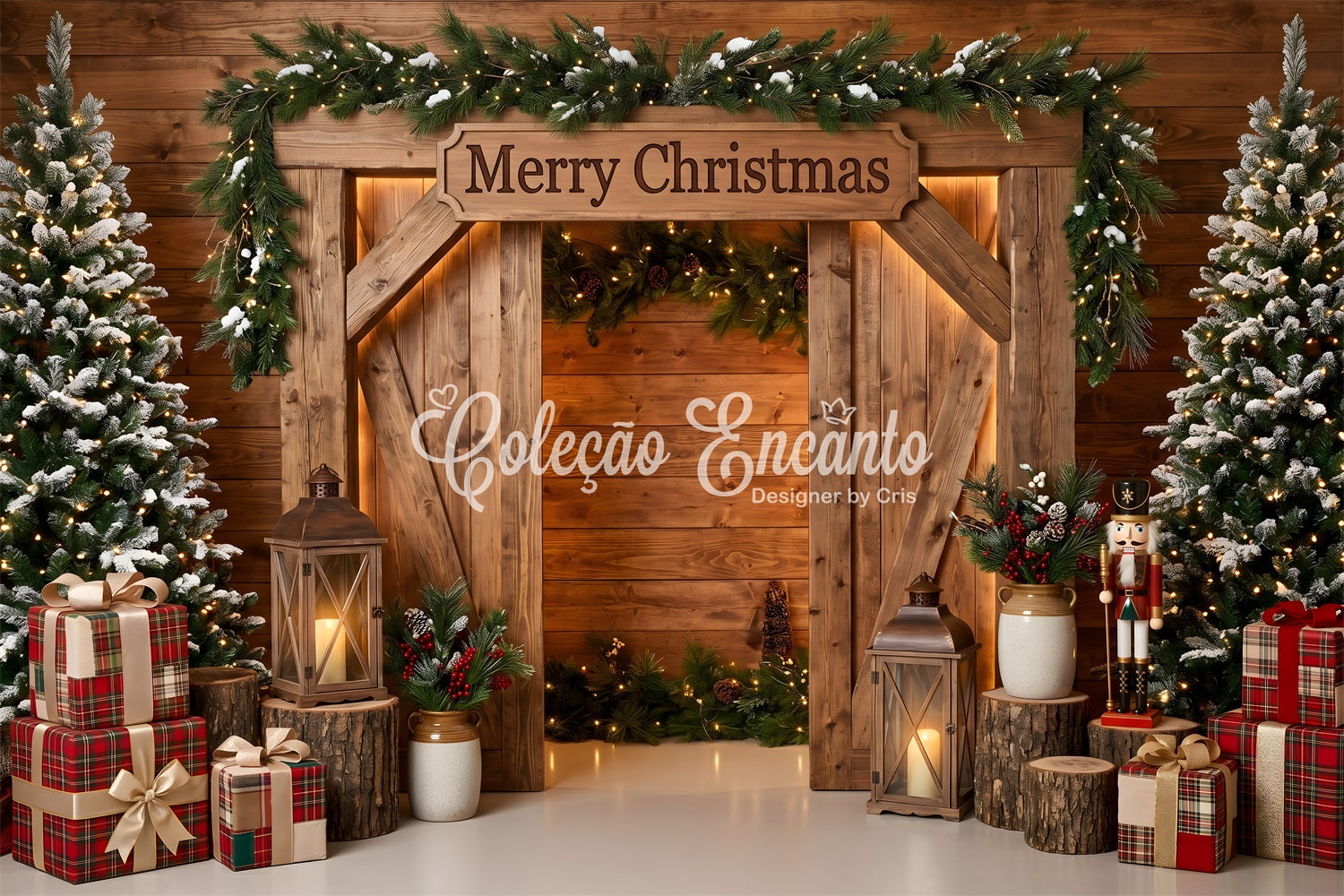 Christmas Backdrop For Photoshoot Rustic Barn Arch Nutcracker Christmas Backdrops For Pictures CEM65-211