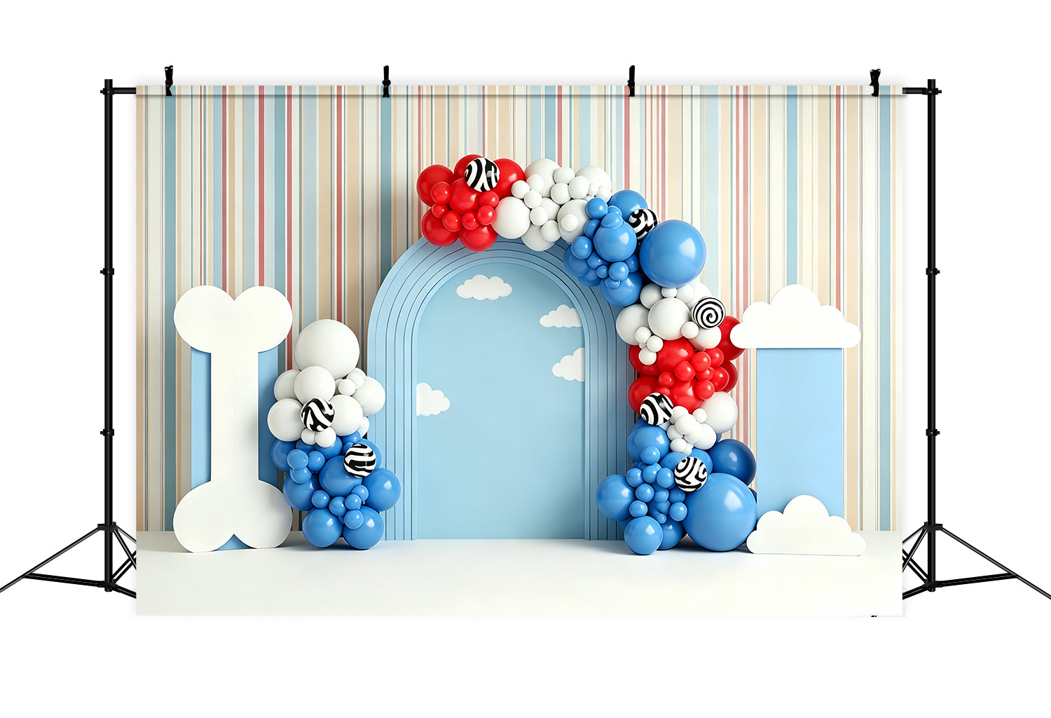 Childrens Photo Backdrops Puppy Bone Cloud Balloon Arch Newborn Backdrop CEM65-213