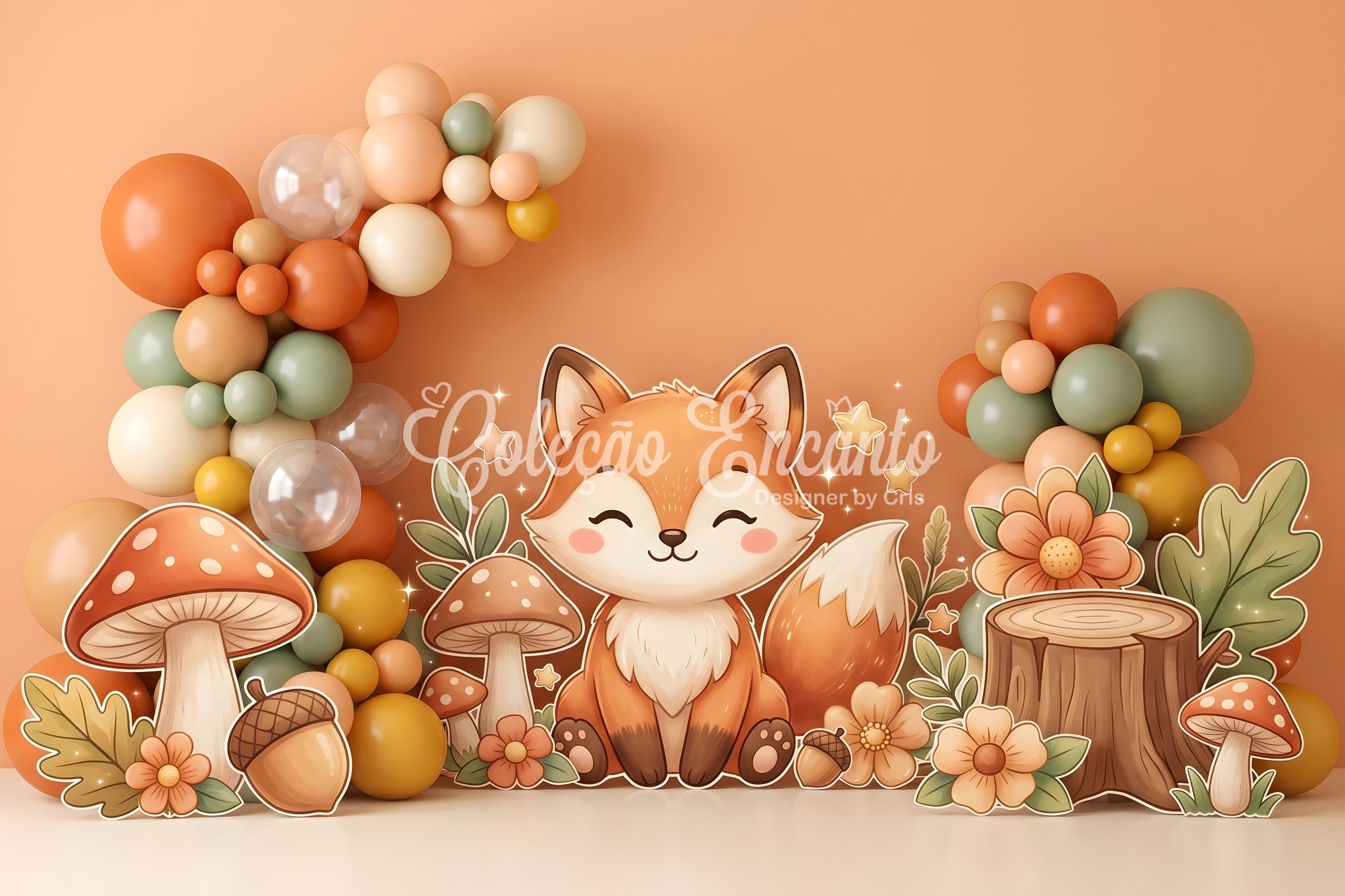 Backdrops for Kids Photography Autumn Fox Mushroom Balloon Newborn Photography Backdrop CEM65-29