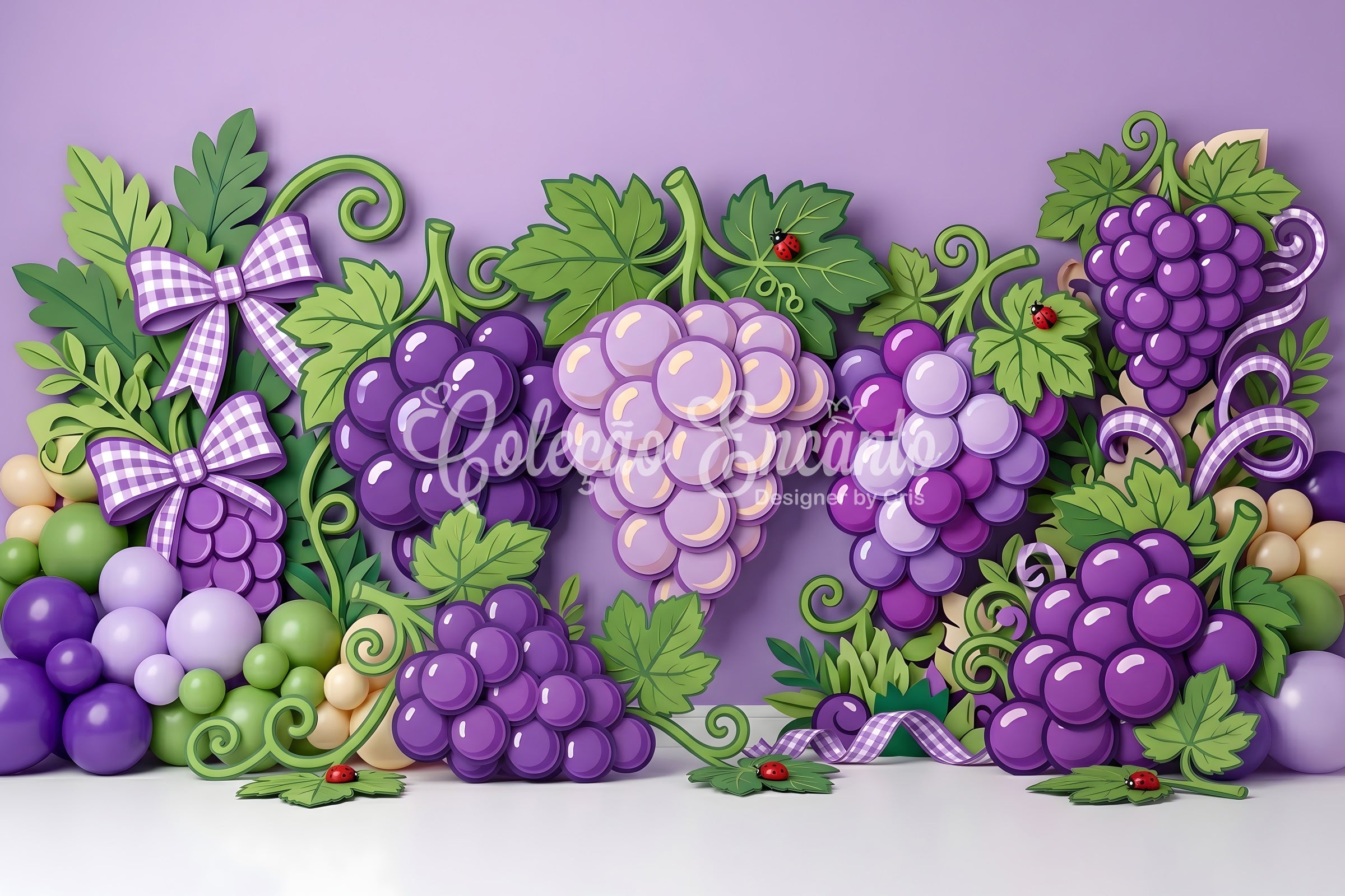 Photo Backdrop Kids Purple Grape Vine Balloon Garland Backdrop Newborn Photography CEM65-30