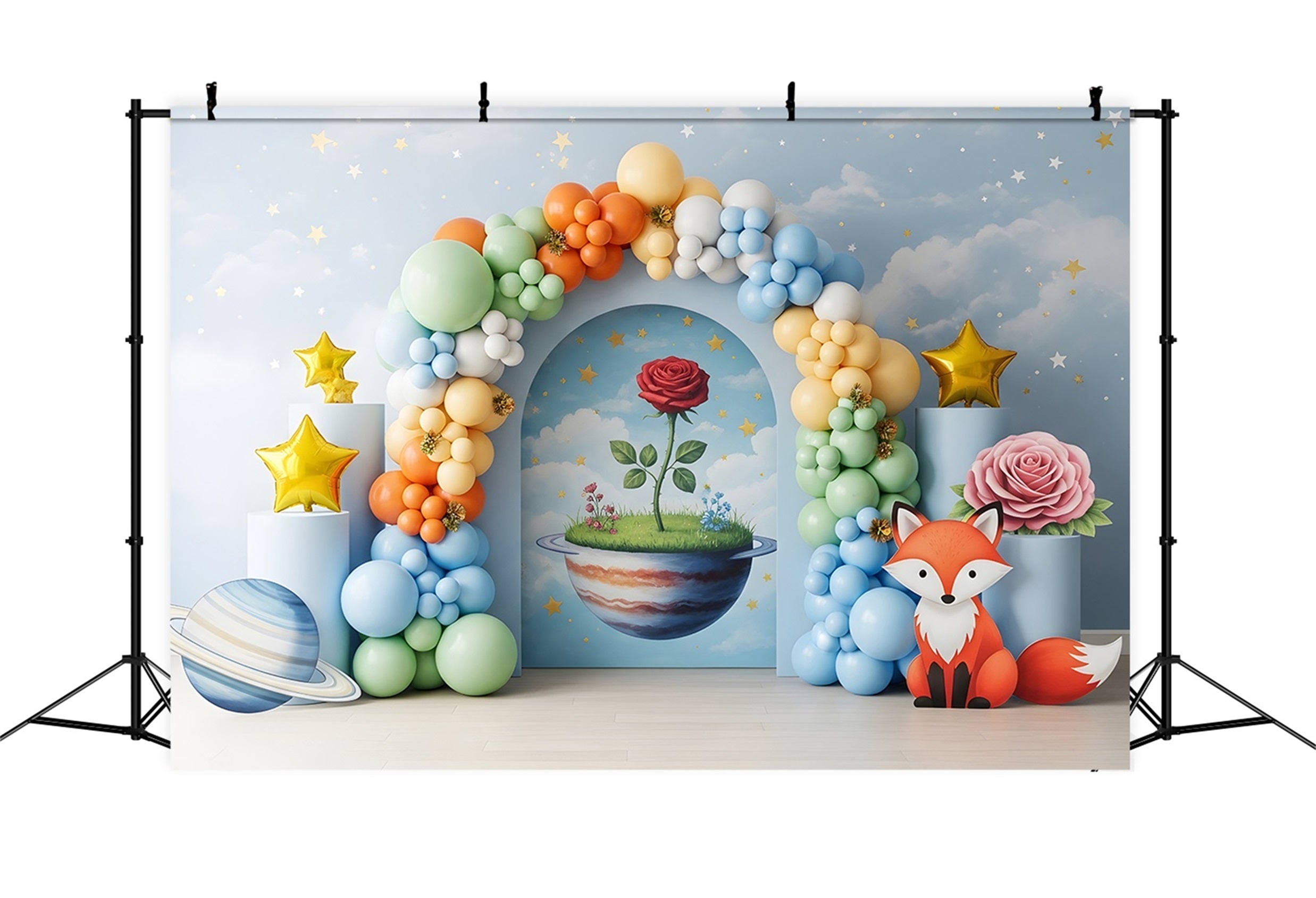Kids Photography Backdrops Fantasy Planet Fox Rose Arch Backdrop Newborn CEM65-40