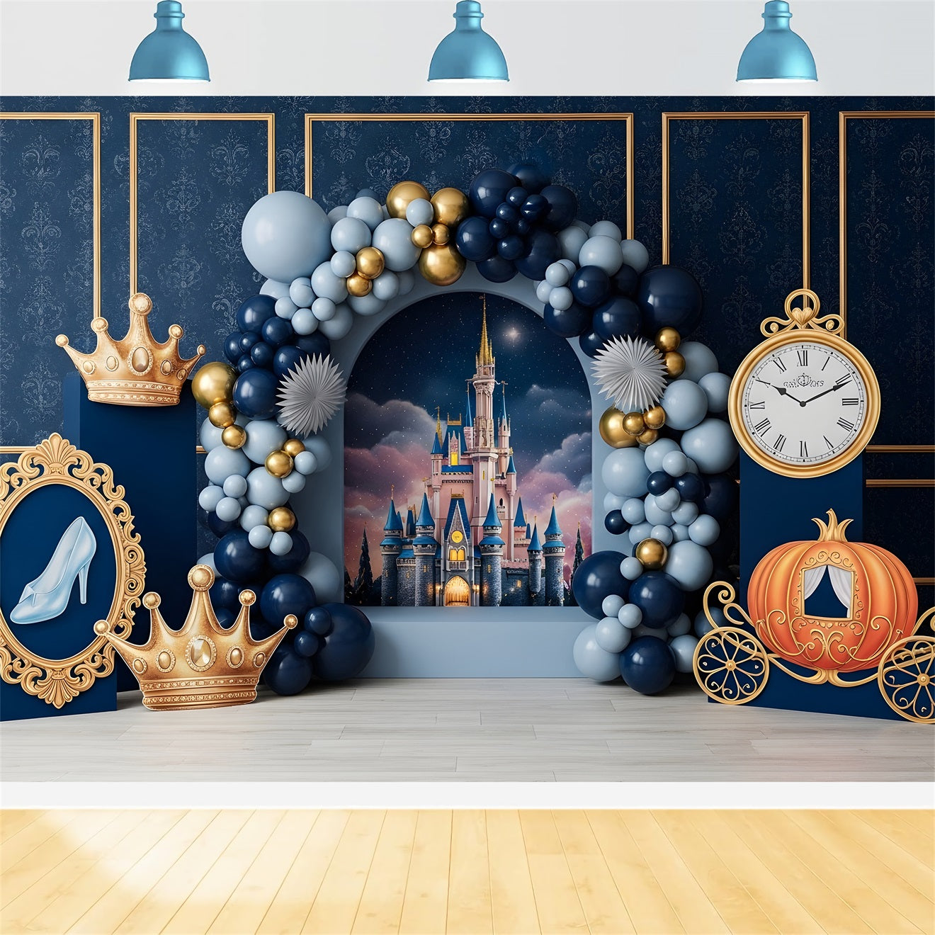 Backdrop for Children Midnight Castle Crown Carriage Decor Newborn Photo Backdrops CEM65-46