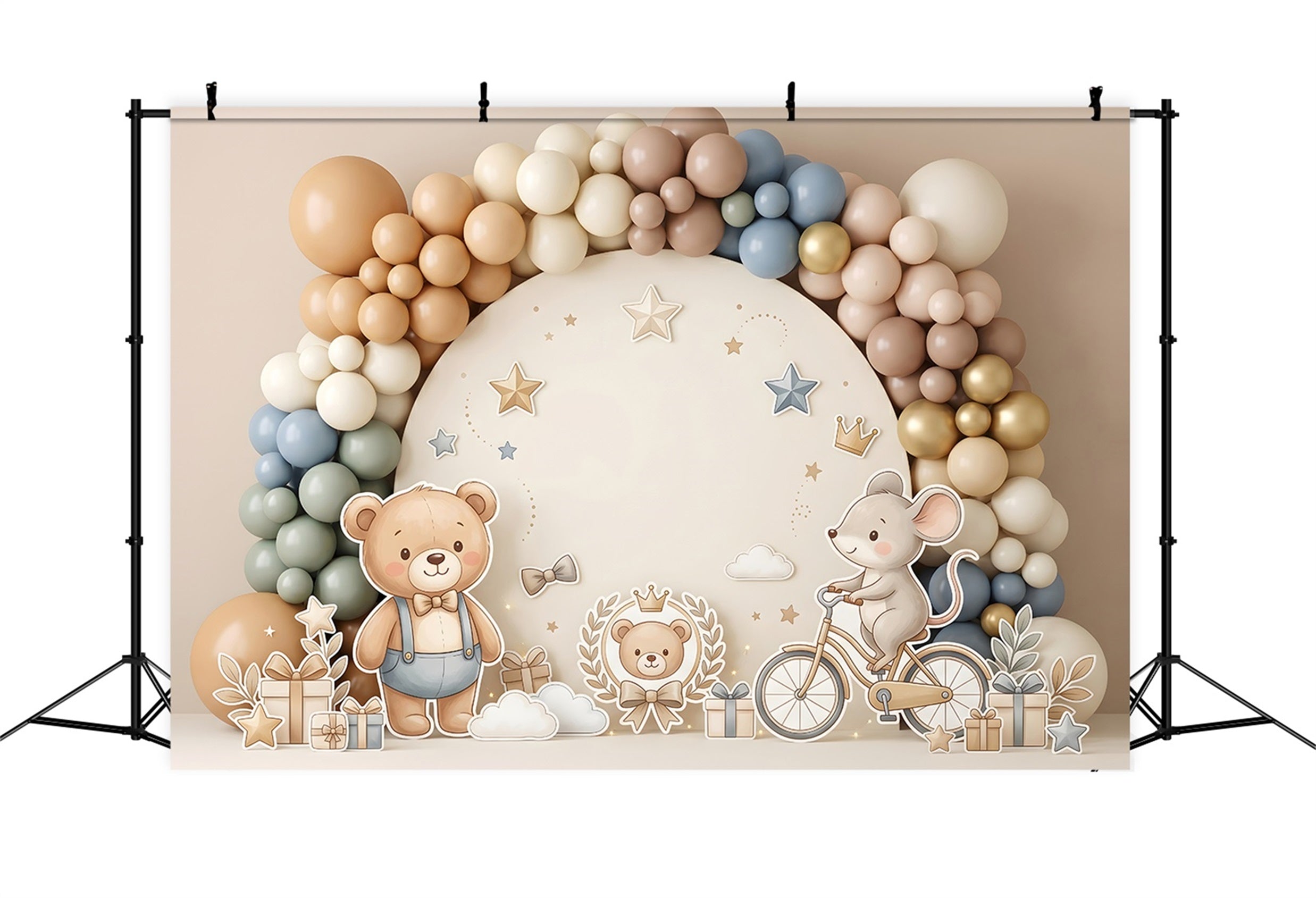 Backdrop Newborn Neutral Lion Golden Balloon Arch Kids Photography Backdrops CEM65-51