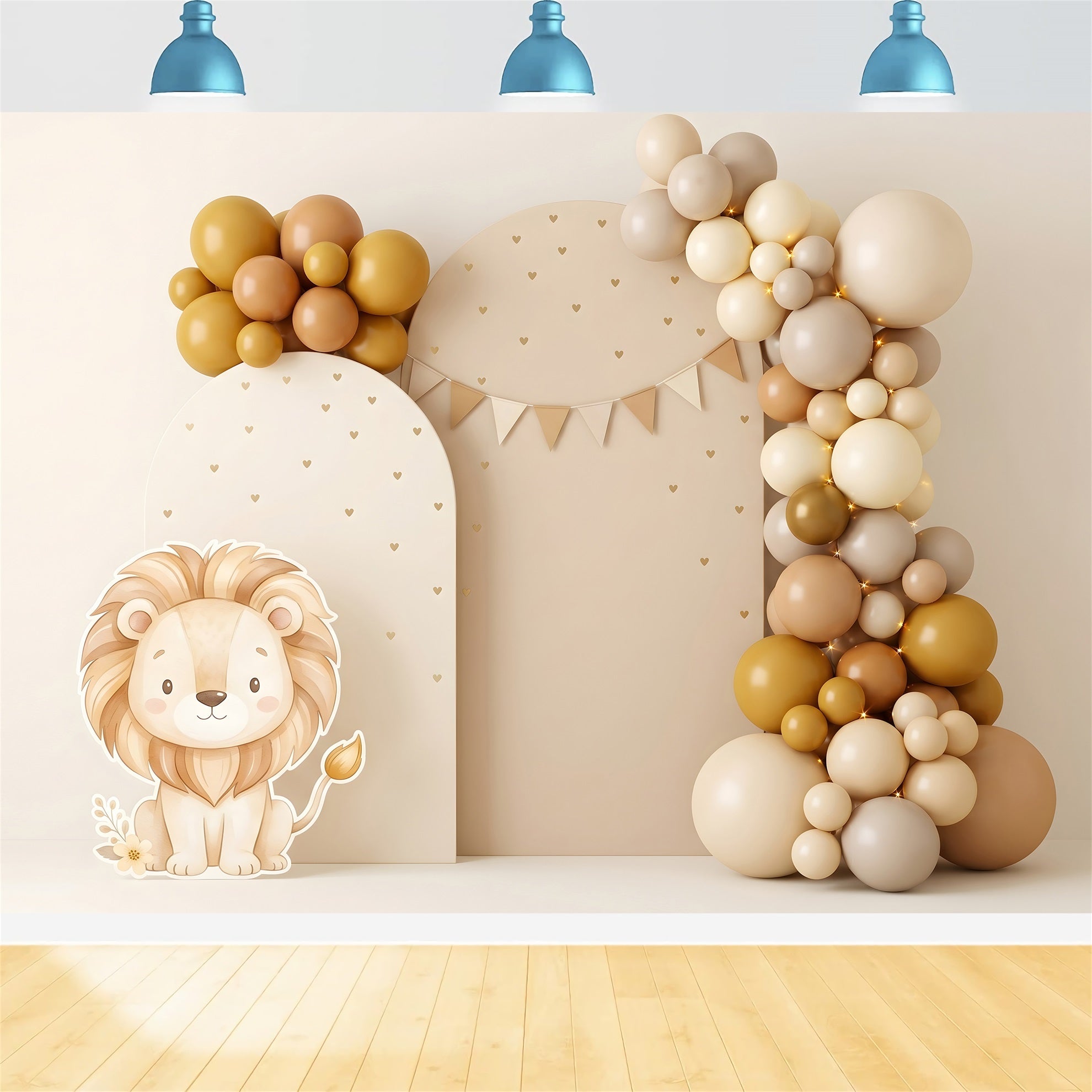 Backdrop Newborn Neutral Lion Golden Balloon Arch Kids Photography Backdrops CEM65-51