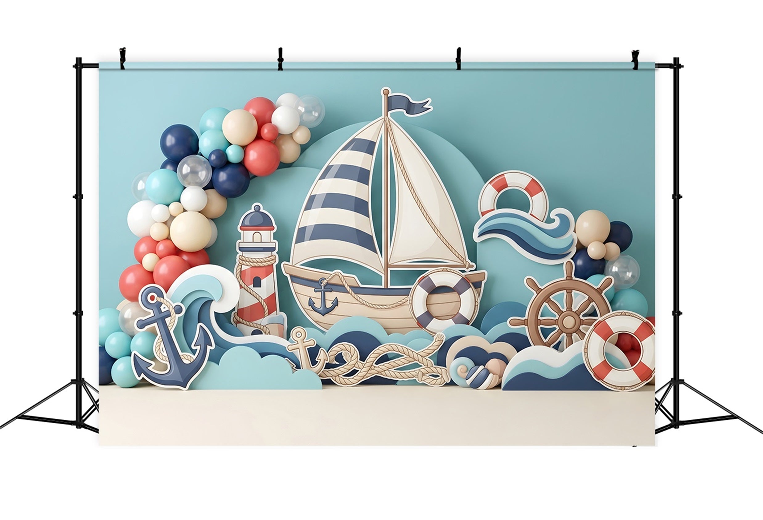 Newborn Photography Backdrop Nautical Sailboat Anchor Balloon Children Backdrops CEM65-60