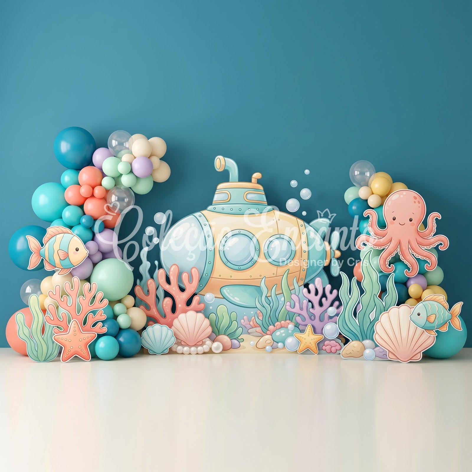 Backdrops for Newborn Photography Submarine Ocean Coral Balloon Garden Childrens Photo Backdrops CEM65-63