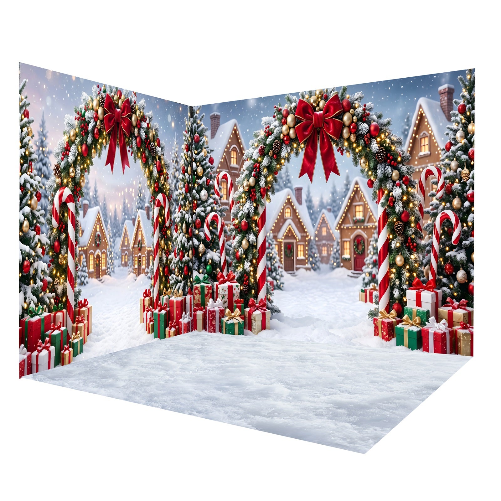 Christmas Village Backdrop Candy Cane Village Arch Backdrop Room Set CEMRMS65-9