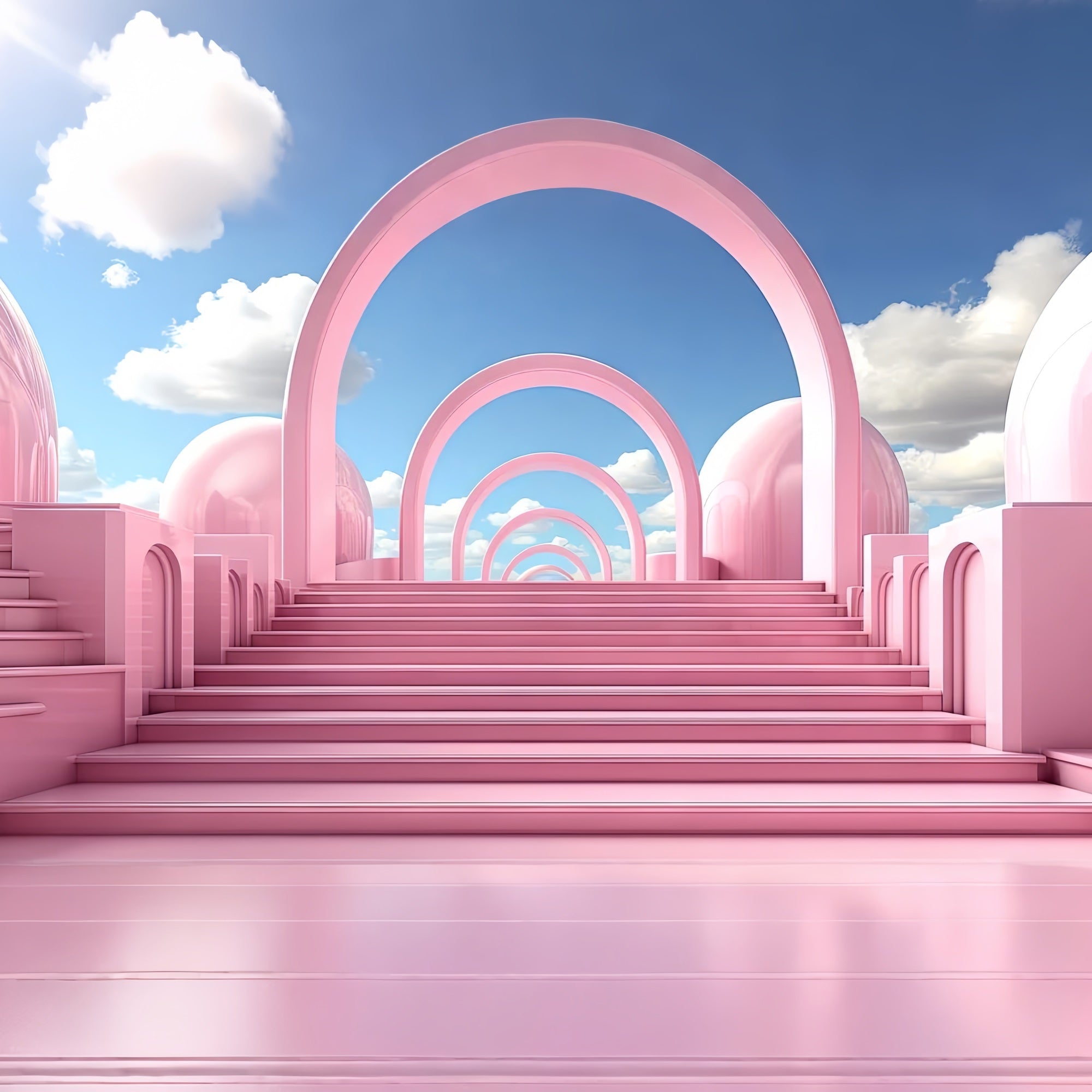 Fashion Doll Backdrop Photo Backdrop Dreamy Pastel Arches Stairway Backdrop CJJ2-101