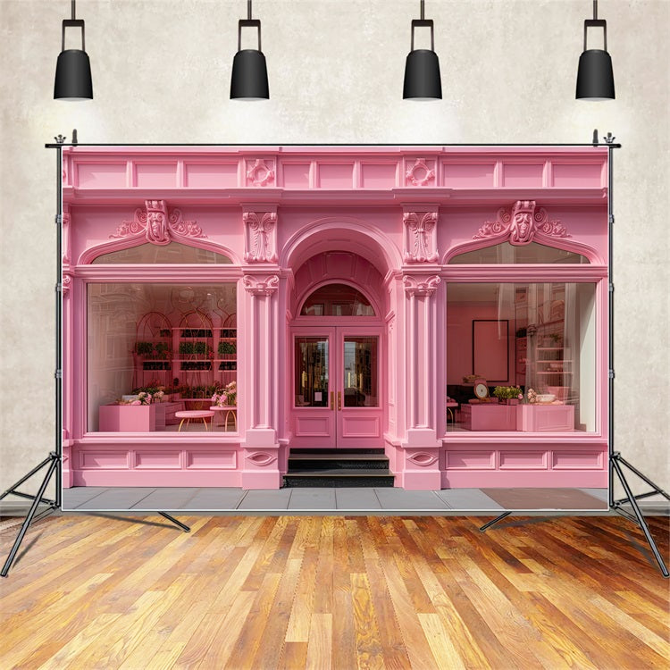 Pink Girl Photoshoot Backdrop Parisian Pink Shopfront Backdrop CJJ2-103