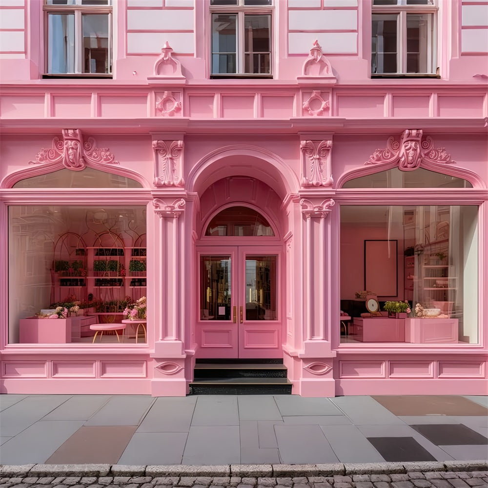 Pink Girl Photoshoot Backdrop Parisian Pink Shopfront Backdrop CJJ2-103