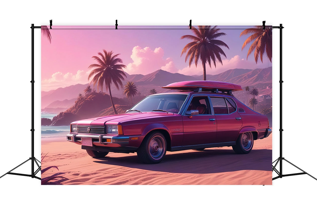 Pink Girl Movie Backdrop Sunset Coastal Drive Backdrop CJJ2-105