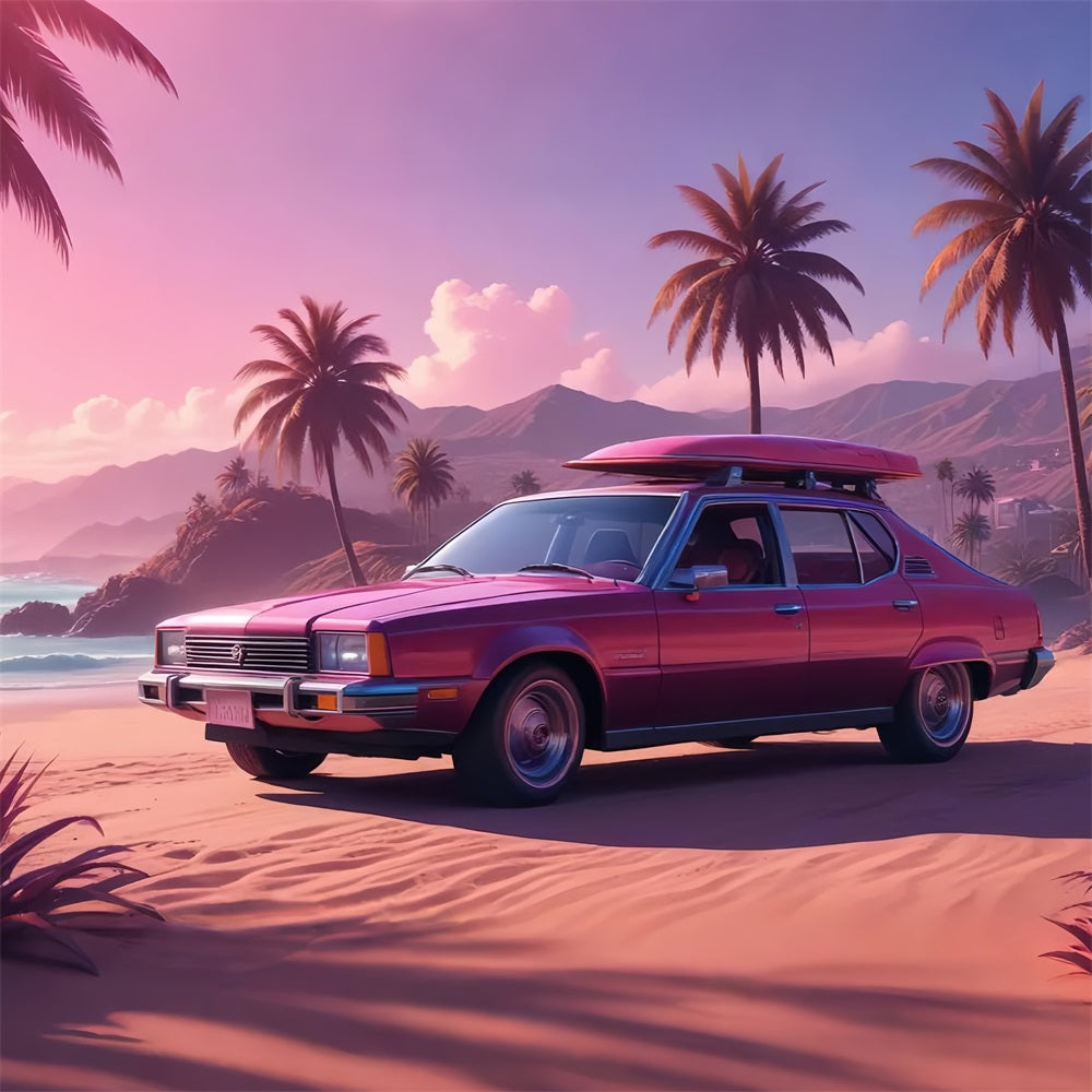 Pink Girl Movie Backdrop Sunset Coastal Drive Backdrop CJJ2-105