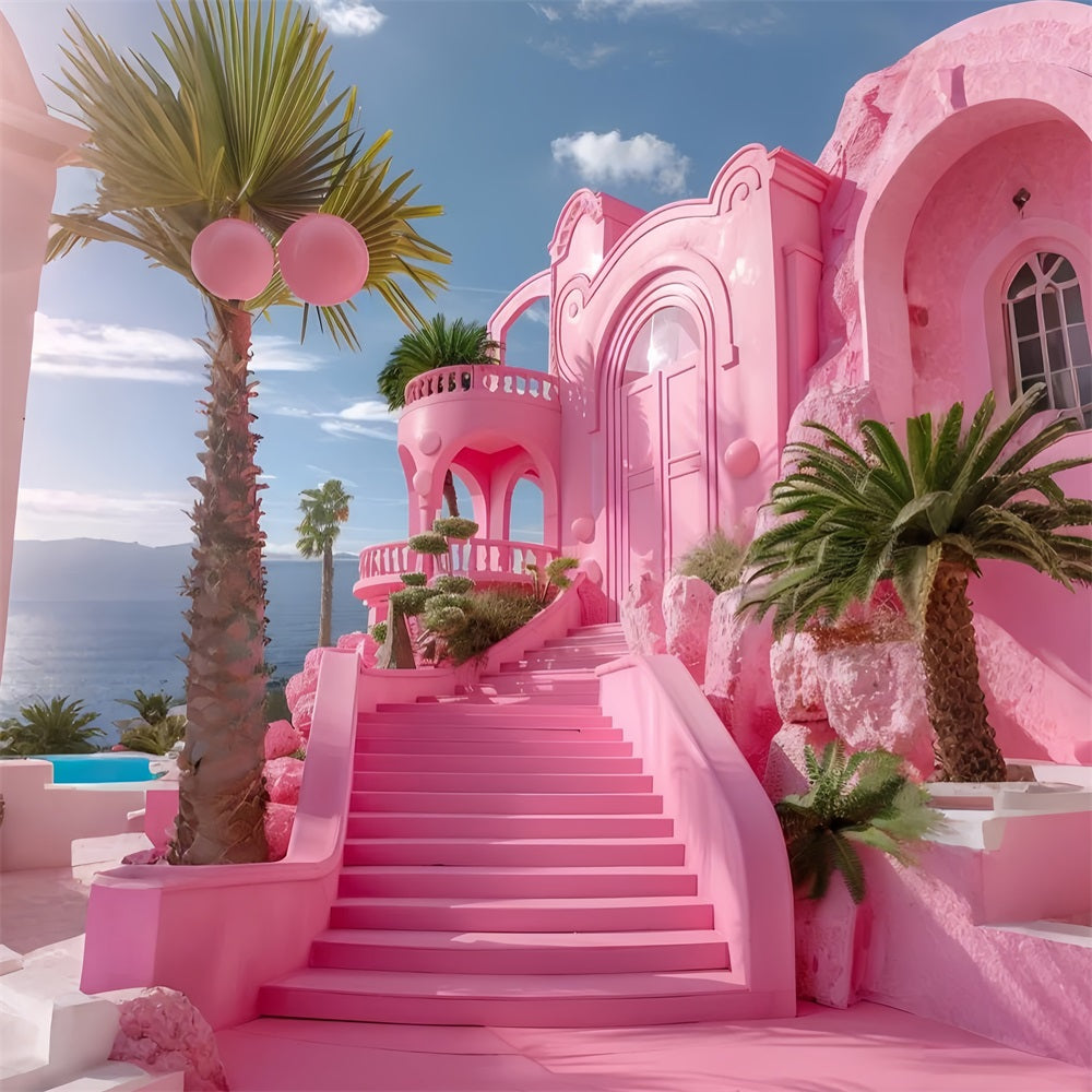 Pink Girl Backdrop Backdrop Ideas Castle Entrance Staircase Backdrop CJJ2-116