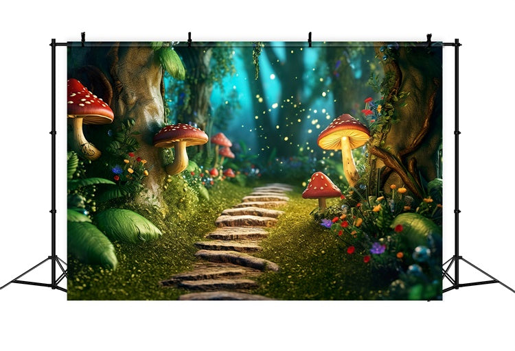 Fantasy Forest Backdrop Glowing Mushroom Path Backdrop CJJ2-120