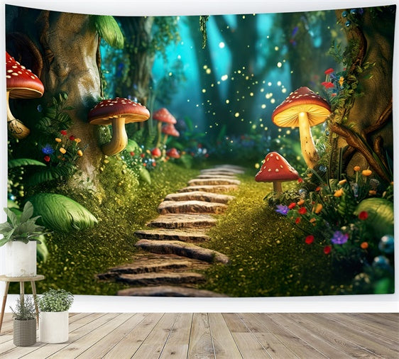 Fantasy Forest Backdrop Glowing Mushroom Path Backdrop CJJ2-120