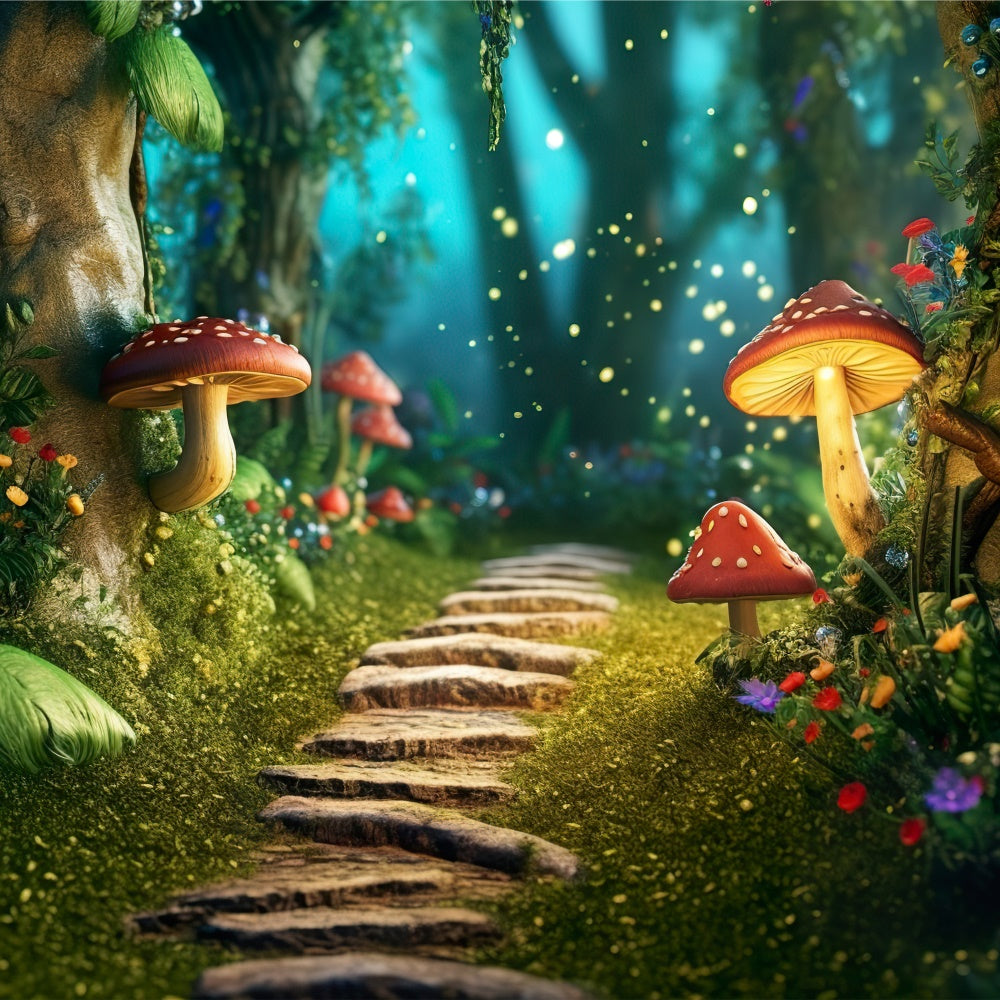 Fantasy Forest Backdrop Glowing Mushroom Path Backdrop CJJ2-120