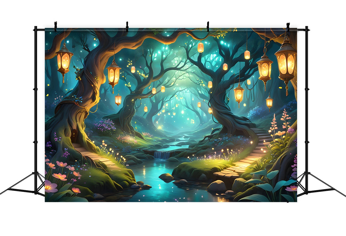 Fantasy Forest Backdrop Fantasy Lantern Pathway Forest Backdrop CJJ2-133